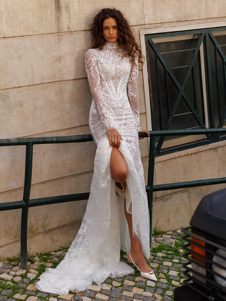 high neck wedding dress