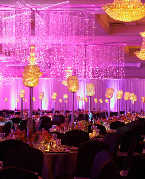 wedding centerpiece with lights