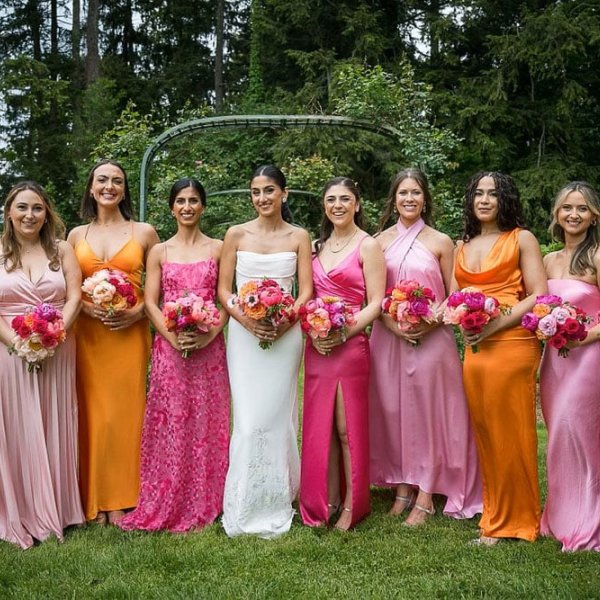 maid of honor bridesmaids and bride