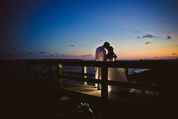 sunset beach wedding photo