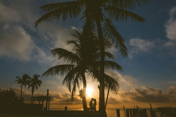 sunset beach wedding photo